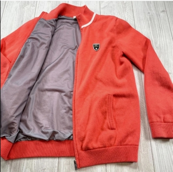 Lacoste Zip Up Knit Golf Jumper Cardigan Womens France 44 M Sweater Jacket Coral - Picture 2 of 11